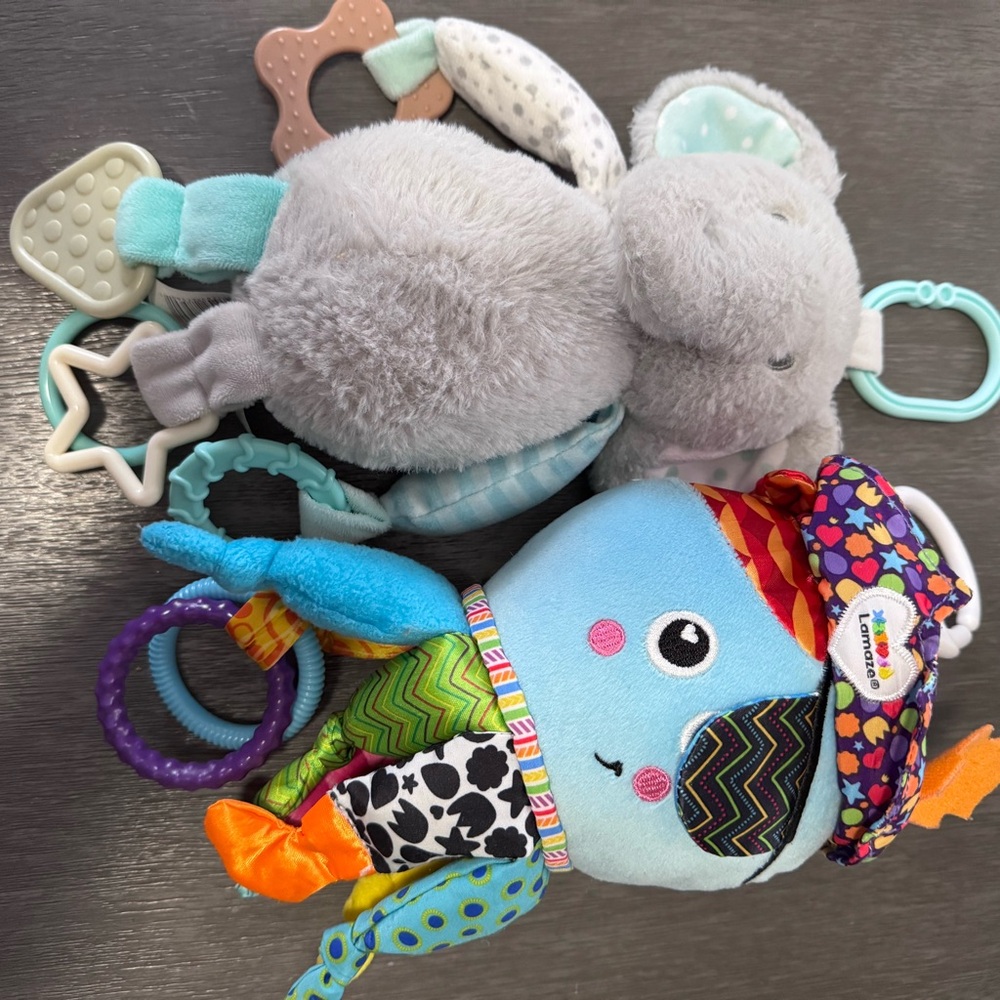 Colorful Plush Elephant and Octopus Toy Set